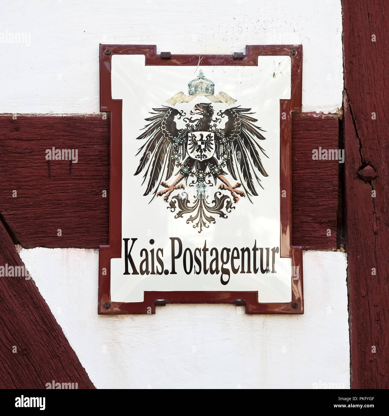 Segno Imperial Post agenzia, museo a cielo aperto Kommern, Mechernich, North Eifel, Eifel, nella Renania settentrionale-Vestfalia, Germania Foto Stock