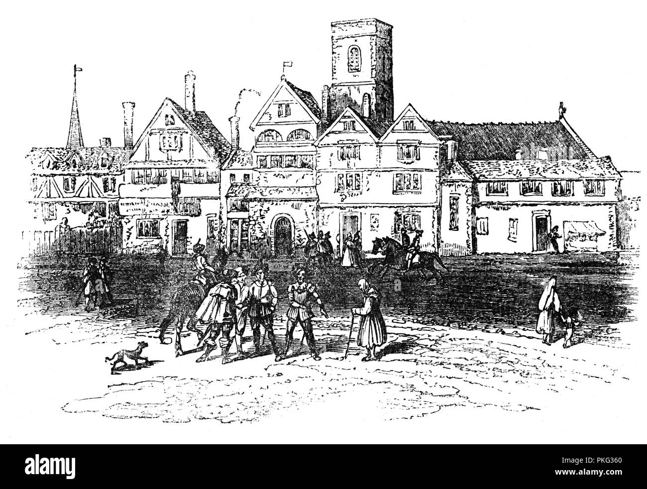 L'Elms, ex esecuzione pubblica sito in Smithfield, città di Londra, in Inghilterra, dove insieme a Tyburn, è stato il principale sito per l' esecuzione pubblica di eretici e dissidenti come nobile scozzese Sir William Wallace e Wat Tyler, fu ucciso da Sir William Walworth, Sindaco di Londra il 15 giugno 1381. Una cinquantina di protestanti e riformatori religiosi, noto come martiri mariana, sono stati eseguiti a Smithfield durante il regno di Maria I. carne è stato scambiato a Smithfield Market per più di 800 anni, il che lo rende uno dei più antichi mercati di Londra. Foto Stock