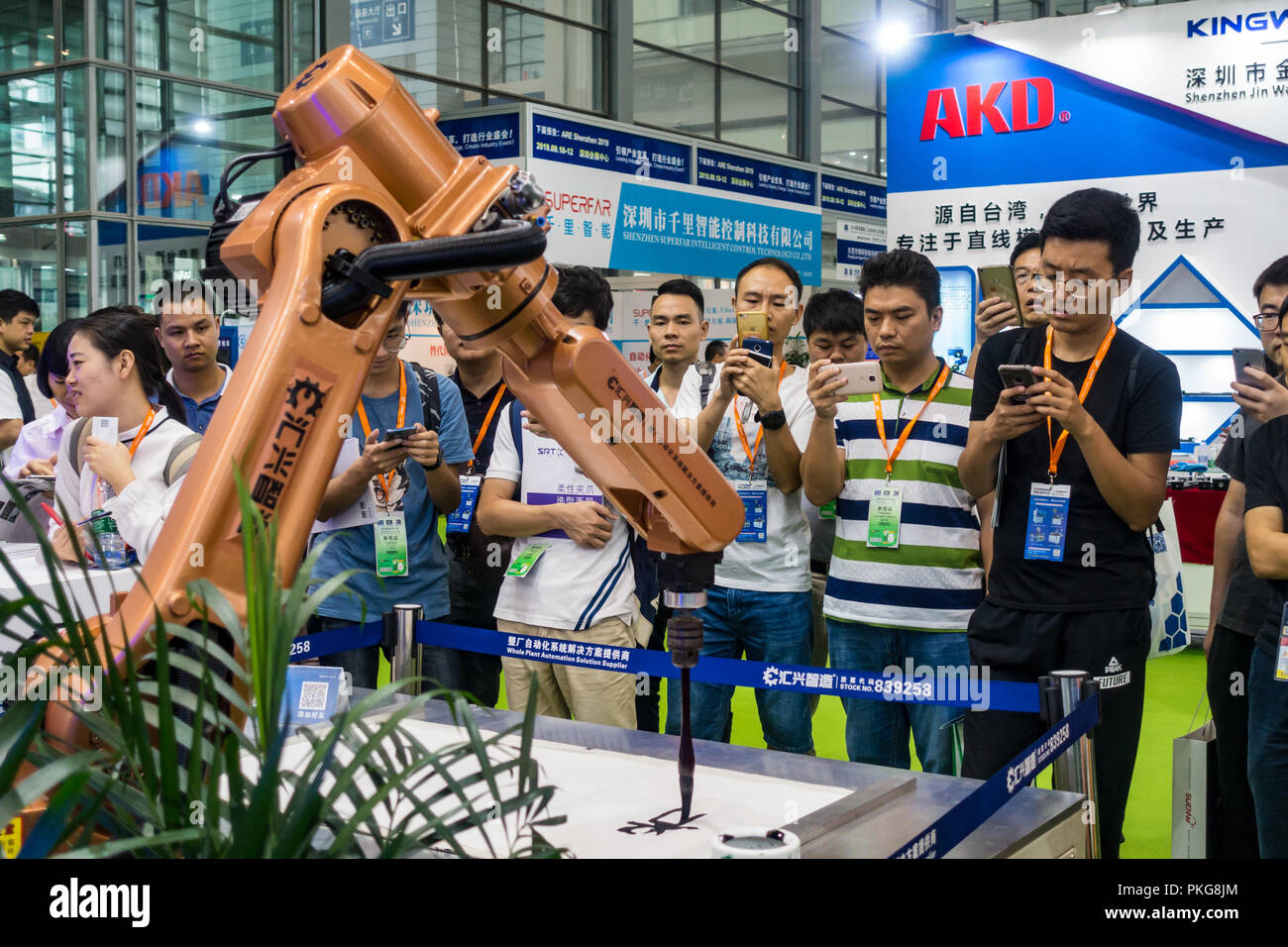 La tecnologia di automazione presenta alla Cina l'automazione e la Robotica Exhibition 2018 a Shenzhen, Cina. Foto Stock