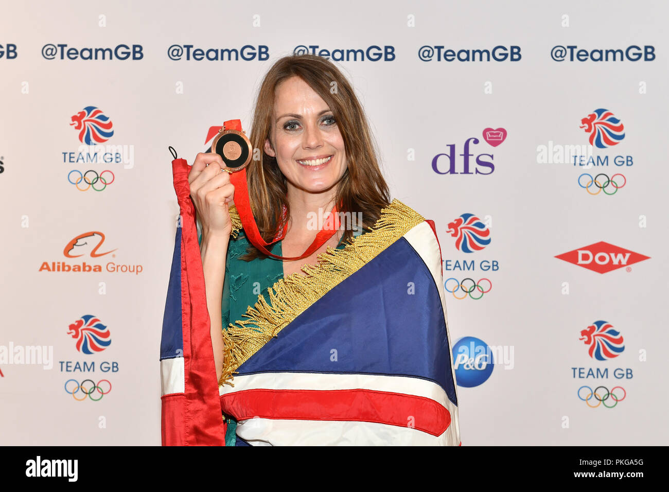 Londra, Regno Unito. 13 settembre 2018. Kelly Sotherton per infine ricevere il suo olimpico medaglia di bronzo durante il Team GB Ball 2018 Giovedì, 13 settembre 2018, presso il Royal Horticultural Halls, Londra Inghilterra. Credito: Taka Wu/Alamy Live News Foto Stock
