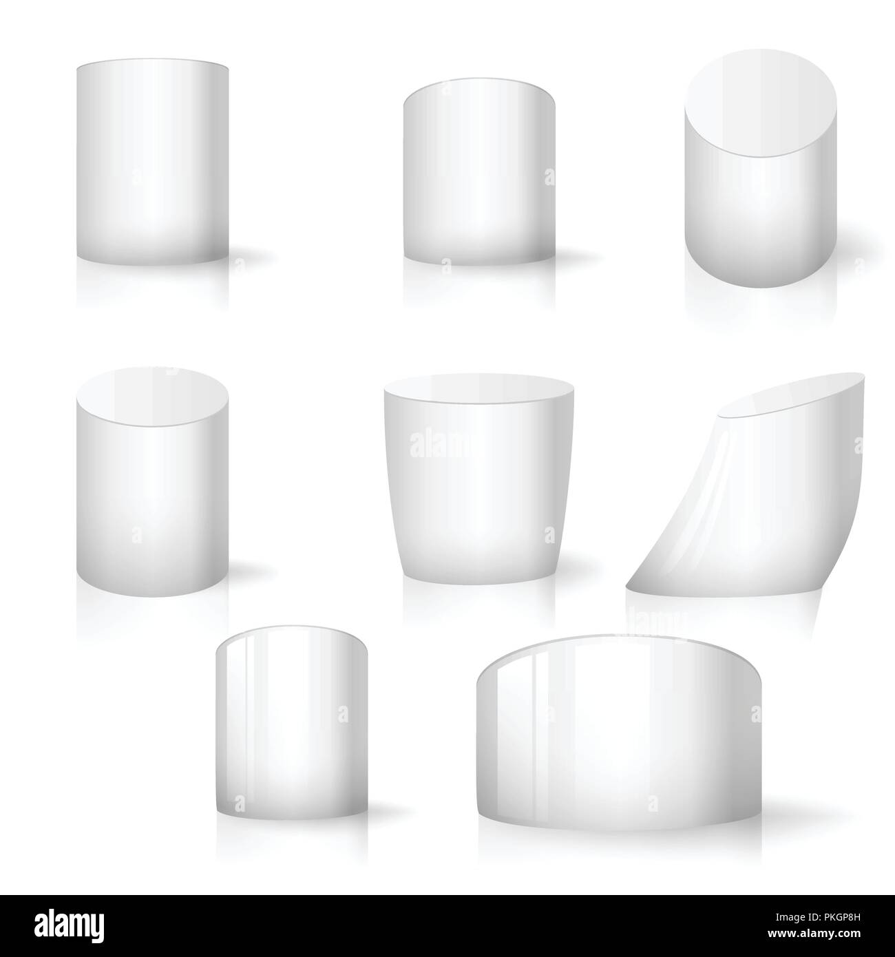 White realistico set del cilindro Illustrazione Vettoriale