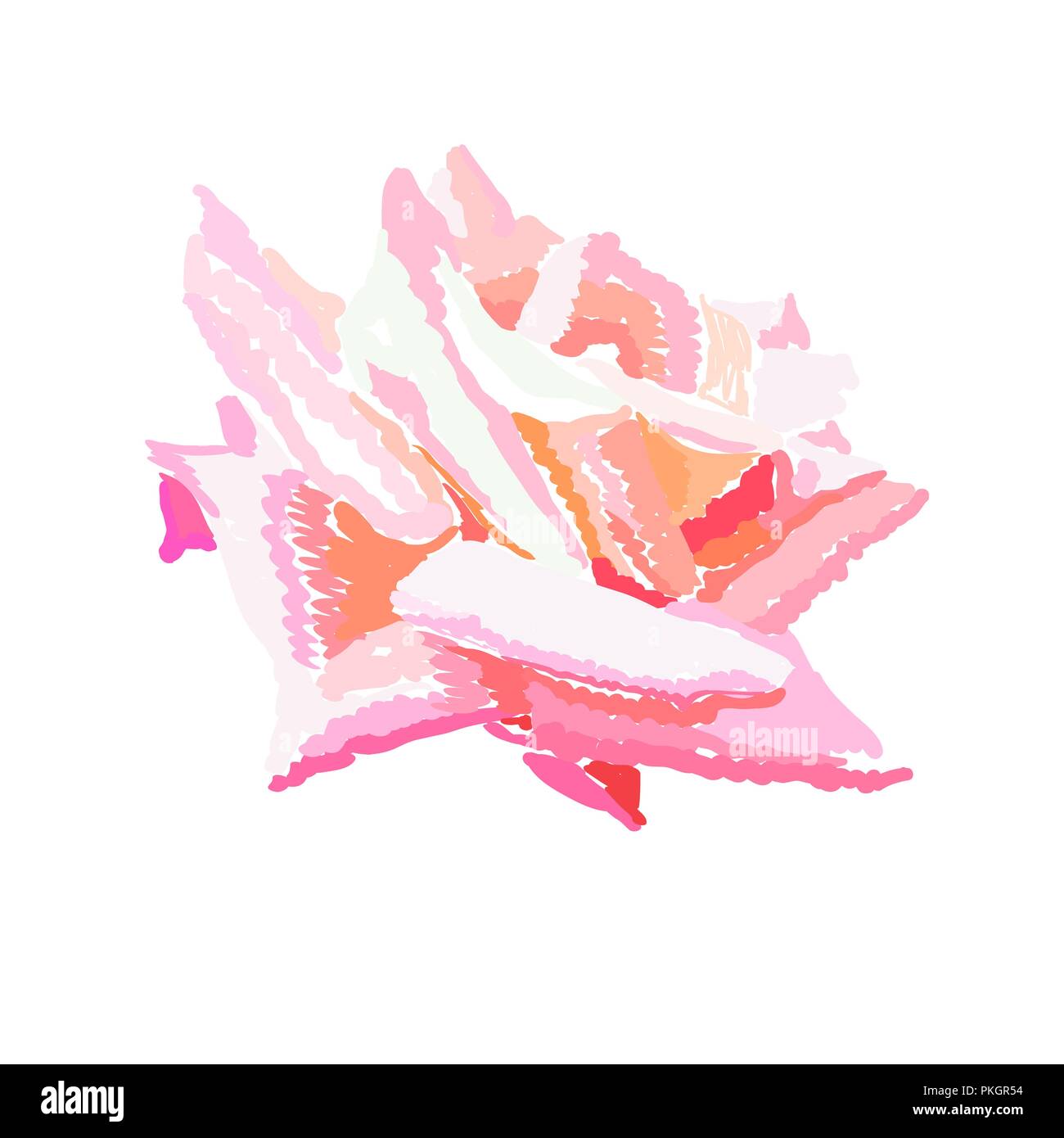 Rosa acquerello rosebud elemento di design. Disegnata a mano a pieno fiore bruciato. Rosa rosa su sfondo bianco. Giardino fiorito . Biglietto di auguri, cartolina, coperchio, poster modello floreale. Isolate il vettore del colore Illustrazione Vettoriale