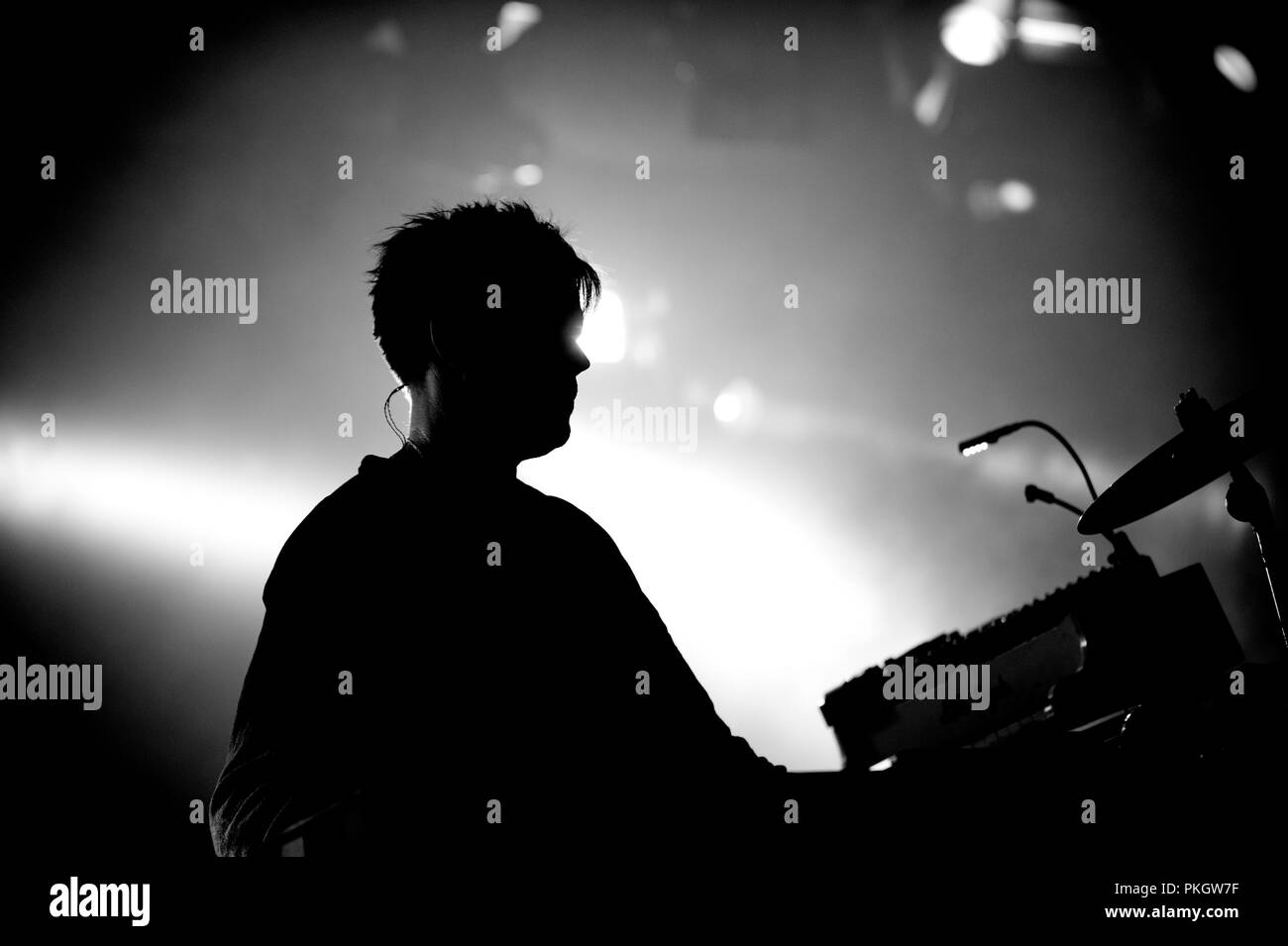 Concerto del danese di musica elettronica Trentemøller produttore presso il festival Leffingeleuren, in Leffinge (Belgio, 19/09/2014) Foto Stock