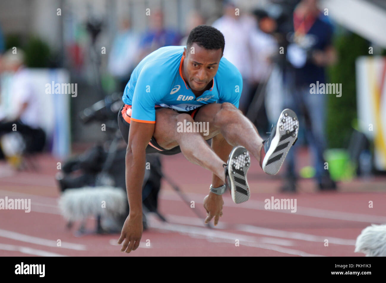 Ponticello tripla Nelson Evora (Team Europe; Portogallo) compete durante la IAAF Continental Cup Ostrava 2018, a Ostrava, Repubblica Ceca, domenica Septe Foto Stock