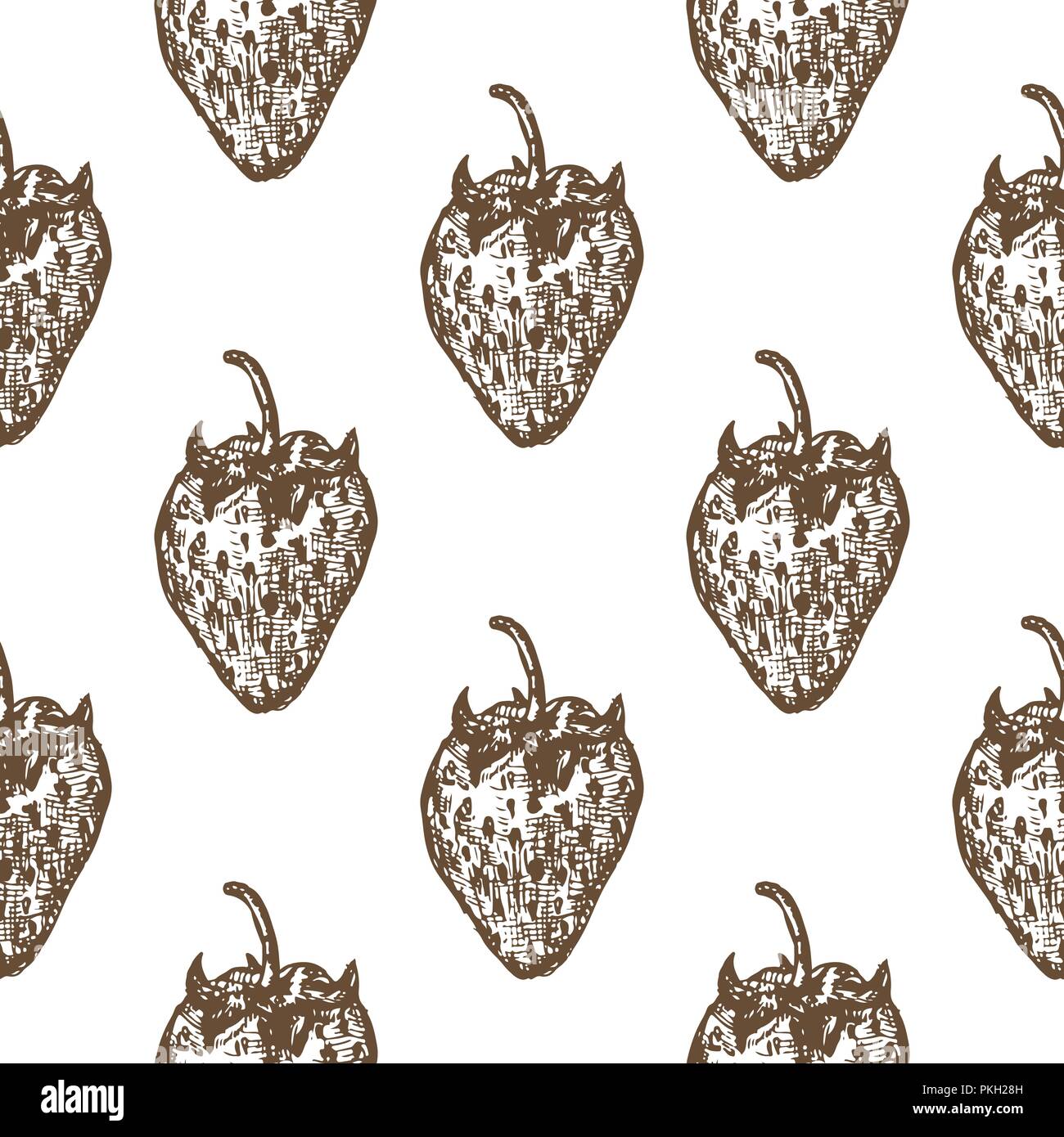 Fragola. Mano bozzetto in stile grunge. Modello senza giunture Illustrazione Vettoriale