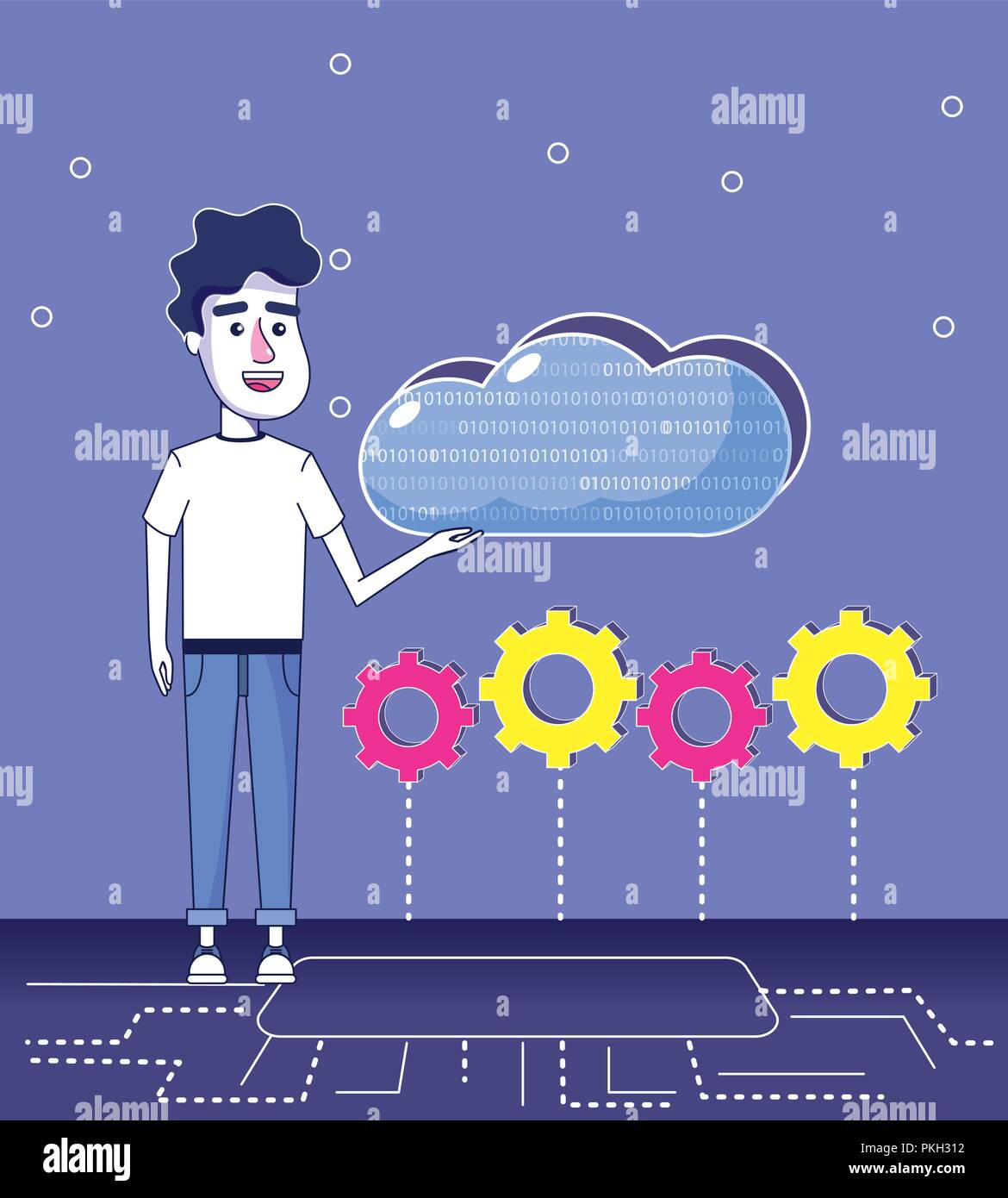 Programmatore Software cartoon Illustrazione Vettoriale
