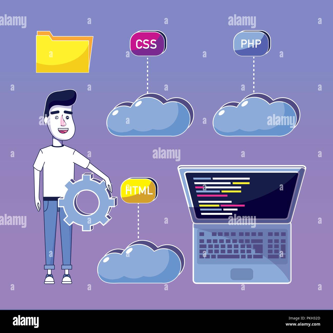 Programmatore Software cartoon Illustrazione Vettoriale