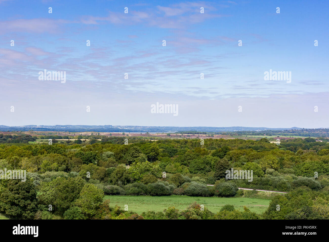 Vista nella campagna del Dorset in un pomeriggio soleggiato in Isola di Purbeck, settembre 2018, Inghilterra, Regno Unito Foto Stock