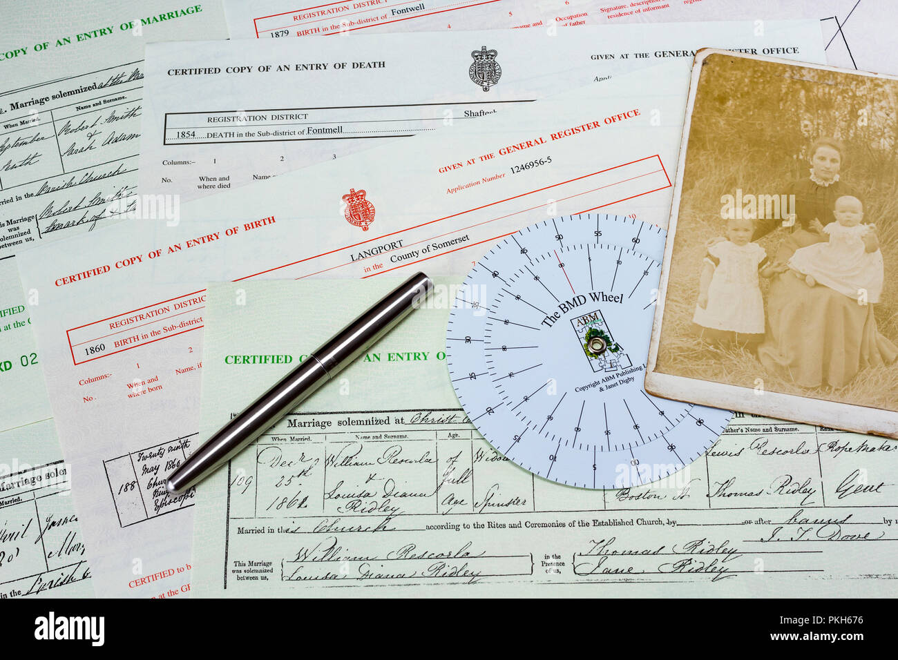 Storia di famiglia la ricerca, England, Regno Unito Foto Stock