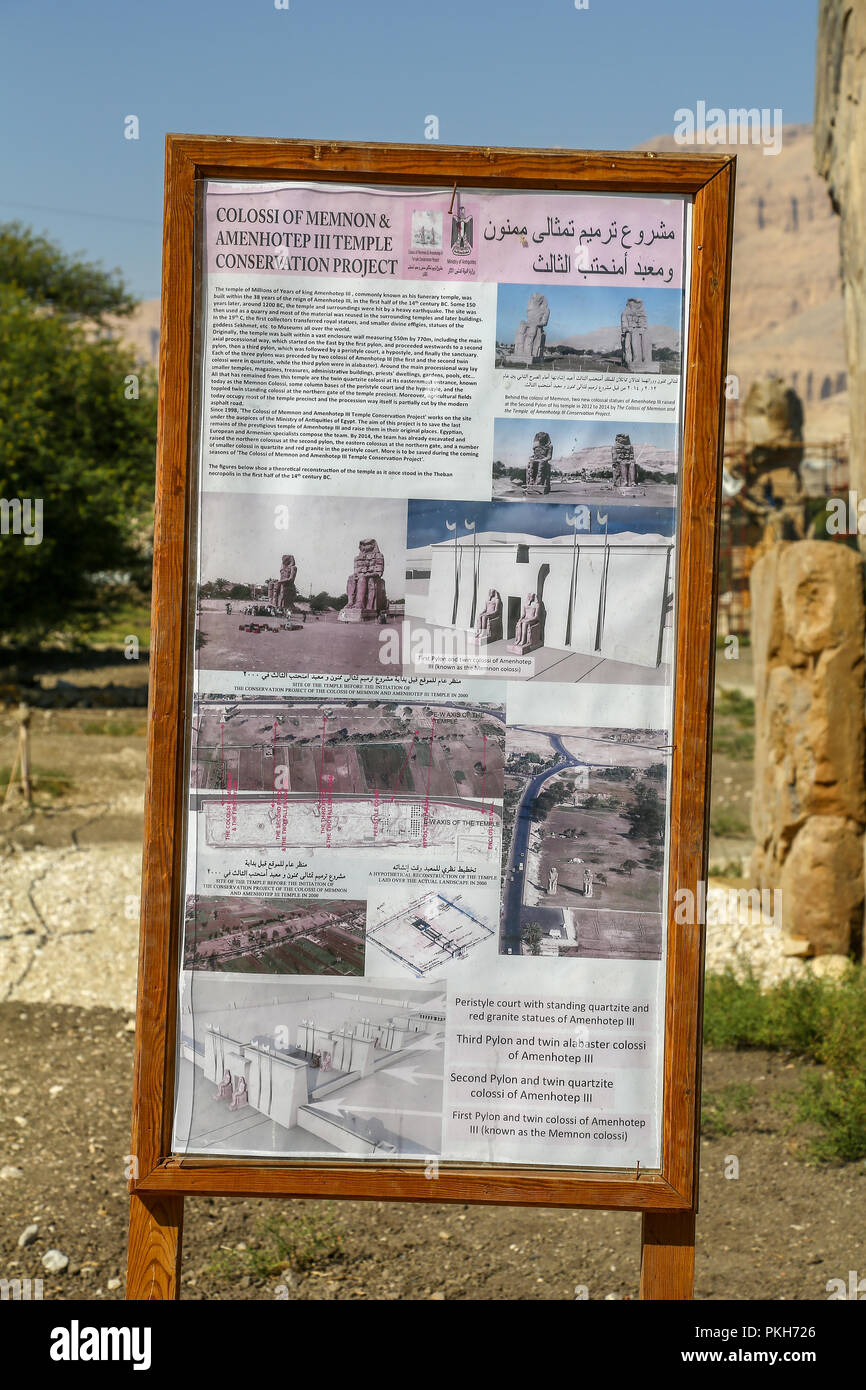 I Colossi di Memnon, due enormi statue di pietra del faraone Amenhotep III, presso la necropoli tebana a Luxor, Egitto, Africa Foto Stock I Colossi di Memnon, due enormi statue di pietra del faraone Amenhotep III, presso la necropoli tebana a Luxor, Egitto, Africa Foto Stock