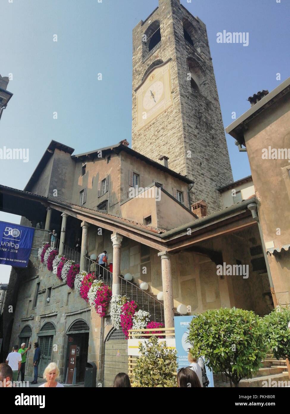 L'Italia, l'antica città di Bergamo in Lombardia Foto Stock