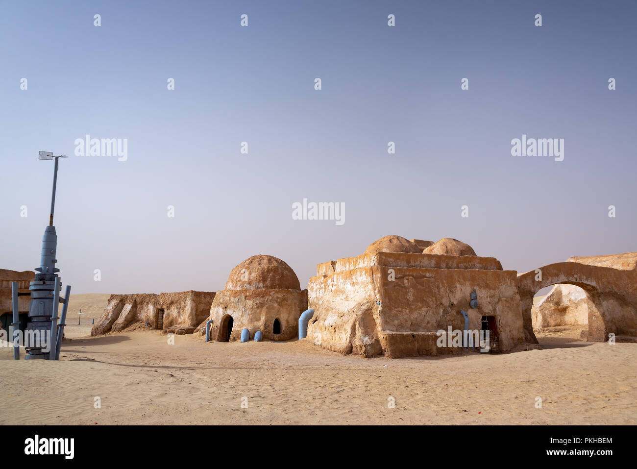 Resti di edifici dal set di Star Wars in Tunisia Foto Stock