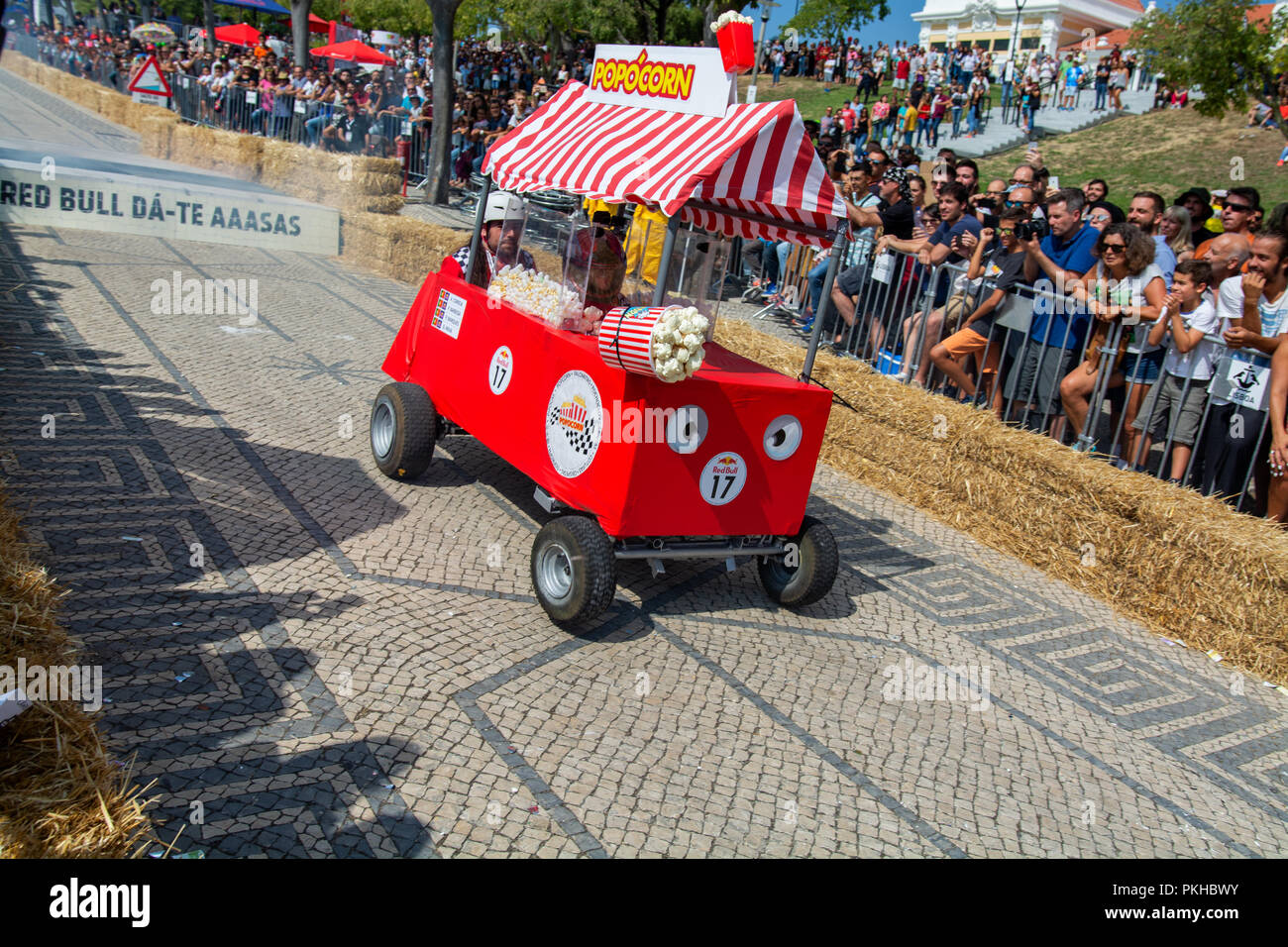 Lisboa Portogallo. Il 9 settembre 2018. 3 Red Bull Soapbox Race gran premio a Lisbona. Foto Stock