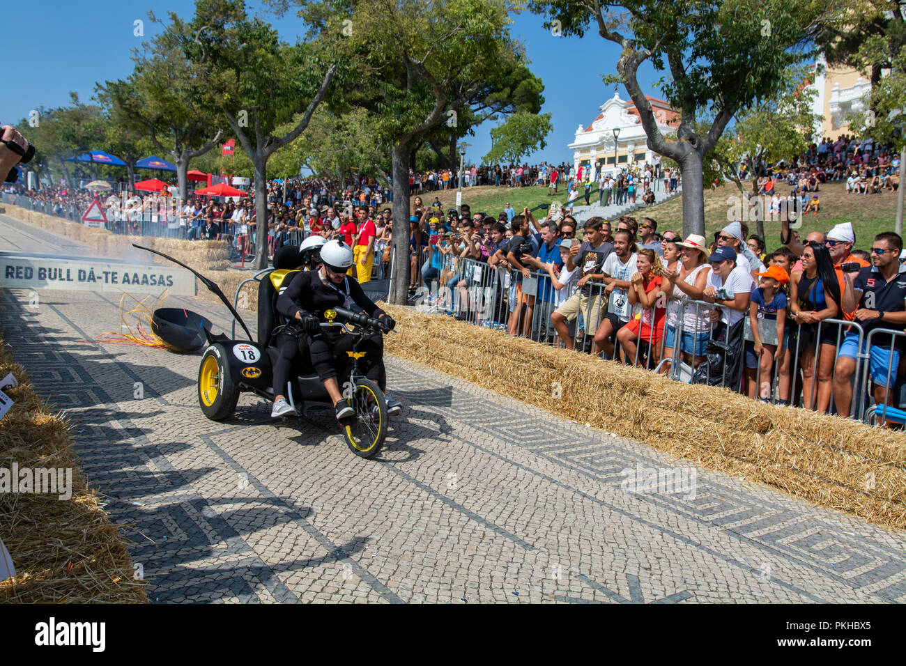 Lisboa Portogallo. Il 9 settembre 2018. 3 Red Bull Soapbox Race gran premio a Lisbona. Foto Stock