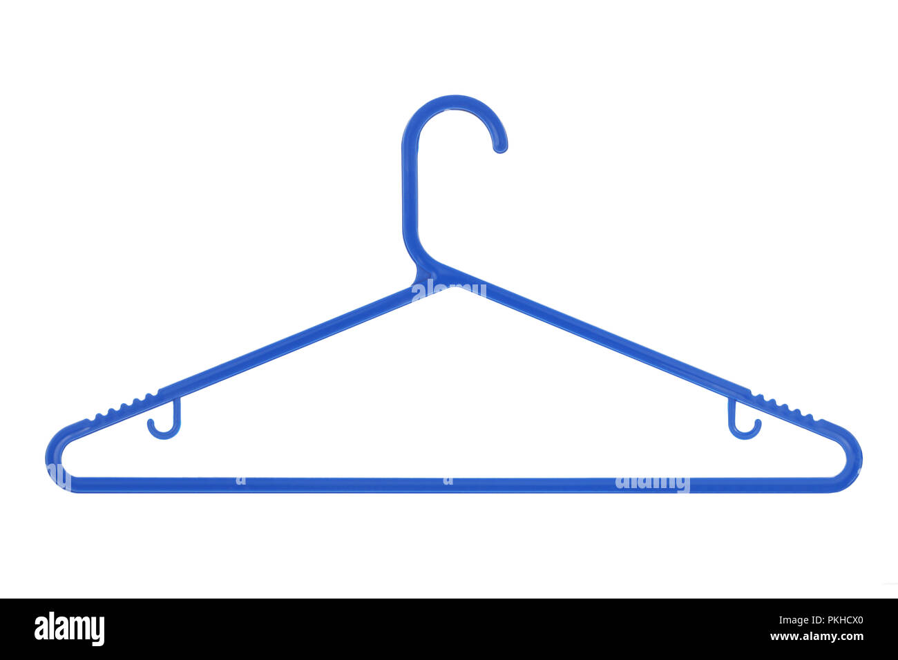 In plastica nera appendiabiti isolato su uno sfondo bianco Foto Stock