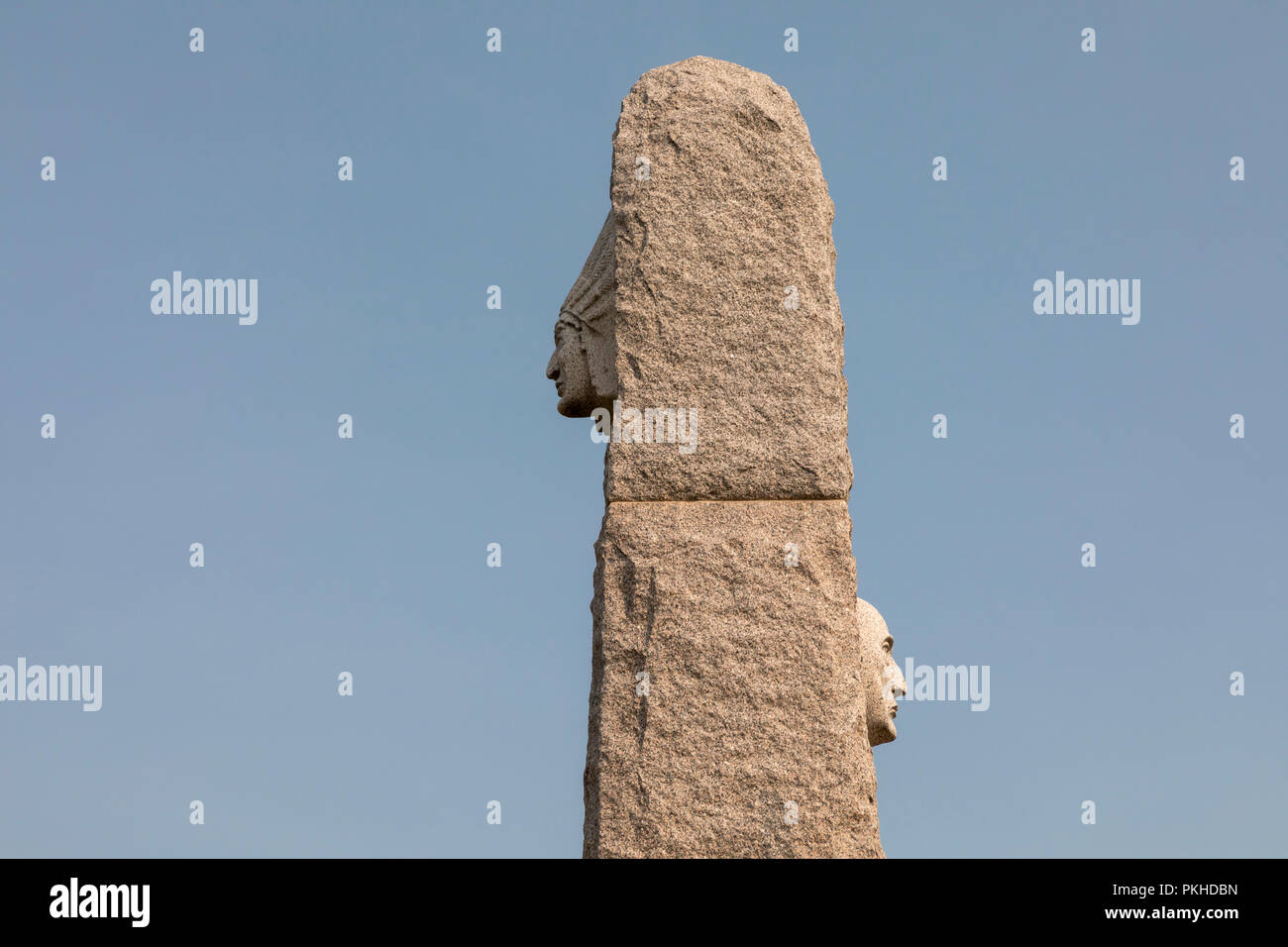 Trenton, Nebraska - un monumento di granito segna il massacro Canyon, il sito di un 1873 battaglia tra Sioux e il Pawnee. Era l'ultima grande battl Foto Stock