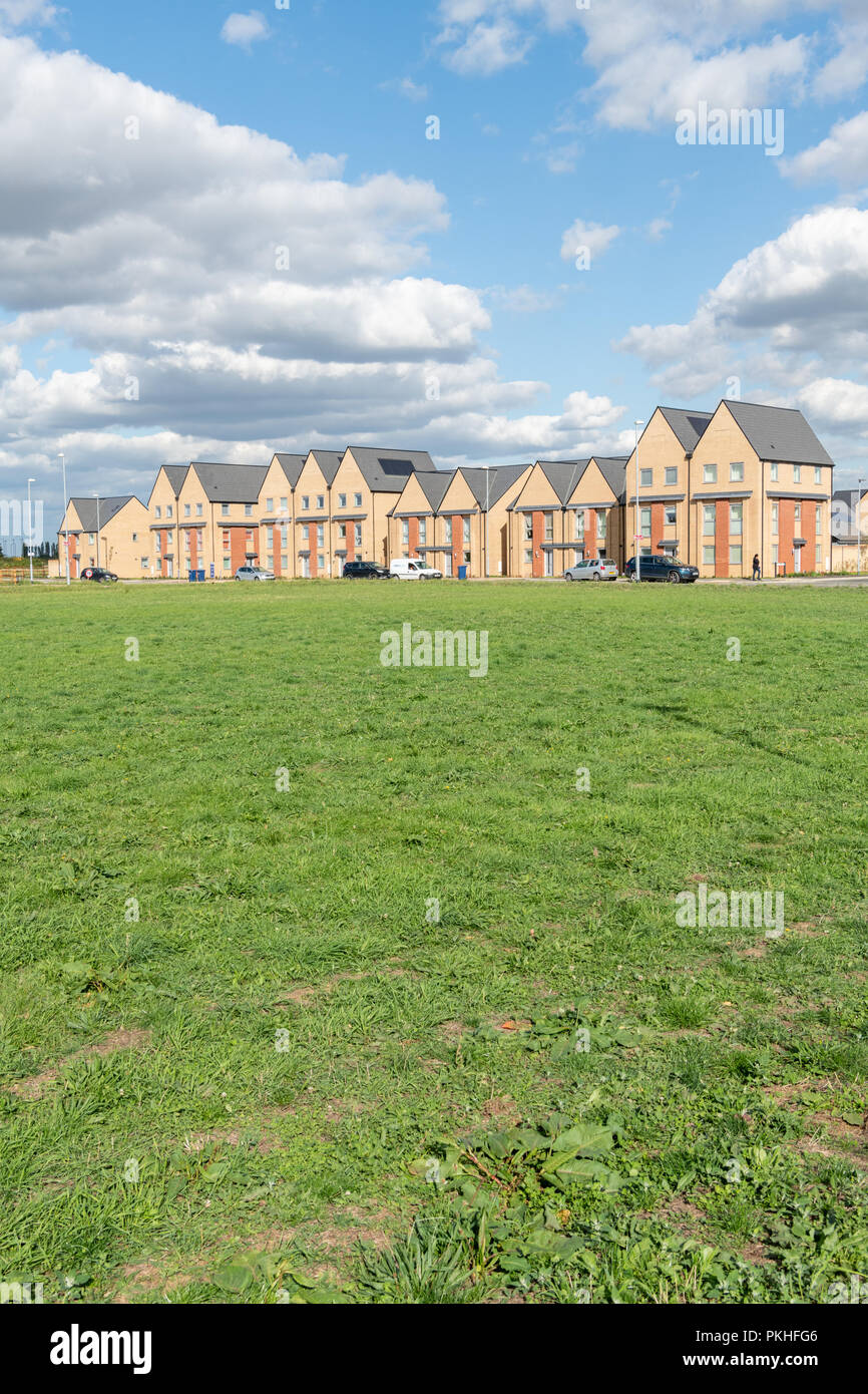 Nuove case in costruzione nel Northstowe, South Cambridgeshire, Cambridgeshire Regno Unito, una nuova città vicino a Cambridge. Foto Stock