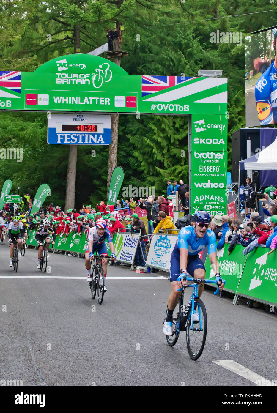 Fine della fase 6 tour della Gran Bretagna Whinlatter 7 settembre 2018, Jasha Sutterlin 10th, Ethan Hayter 11th, Christopher Hamilton 12th, Scott Davies 13th. Foto Stock