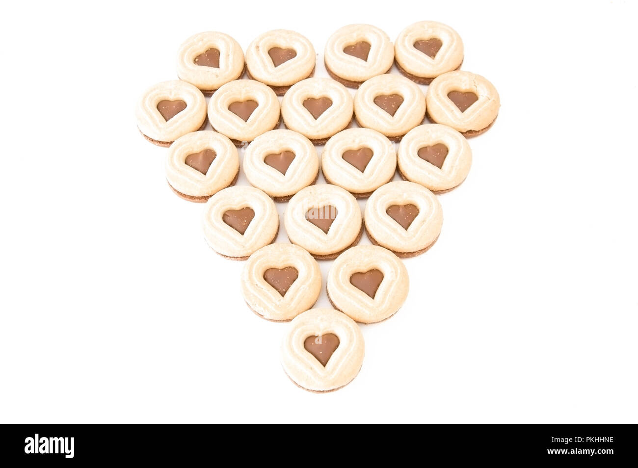 Un cuore fatto fuori a forma di cuore i cookie. Foto Stock