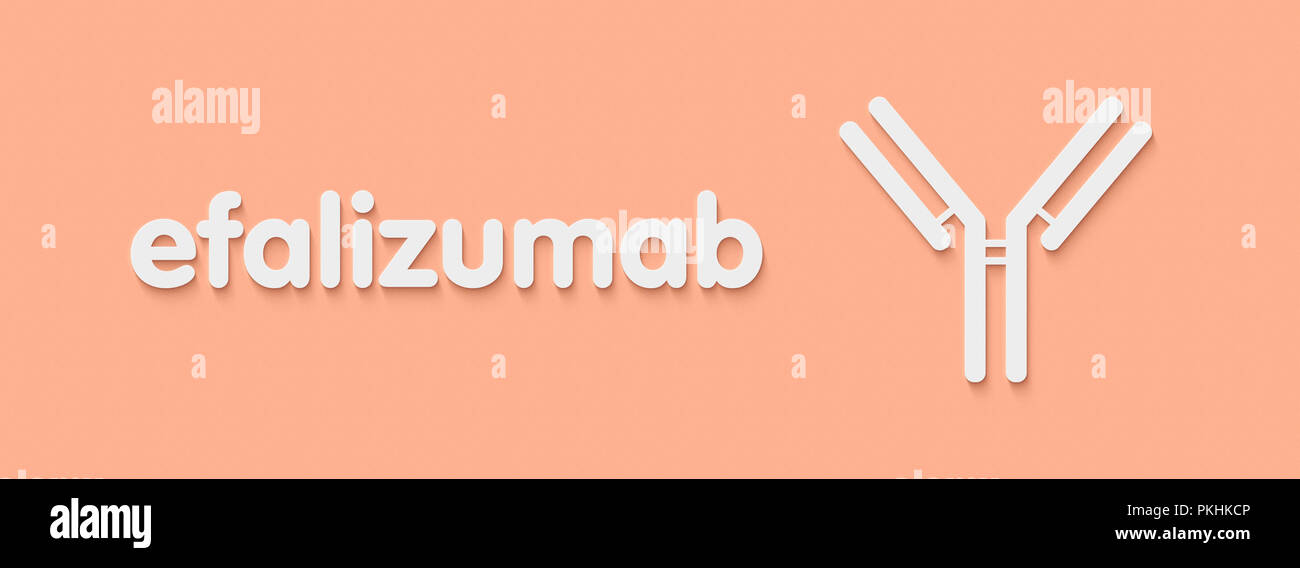 Efalizumab anticorpo monoclonale farmaco. Obiettivi di CD11a ma è stato ritirato dal mercato a causa di problemi di sicurezza. Nome generico e anticorpo stilizzata di rappresentanza ha Foto Stock