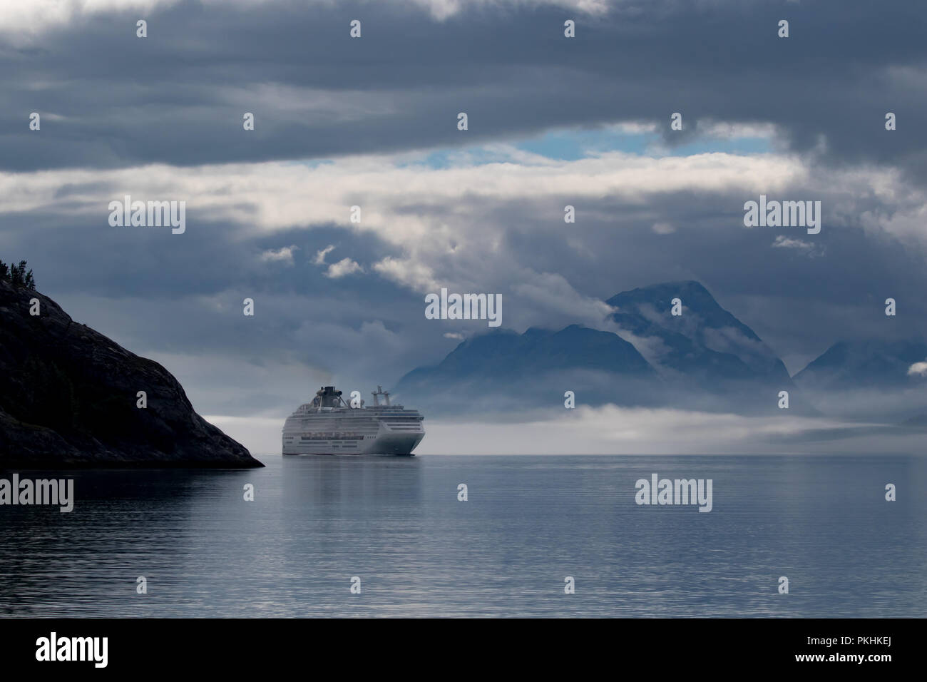 La nave da crociera Coral Princess di Princess Cruise Lines vele nel Parco Nazionale di Glacier Bay in Alaska. Foto Stock
