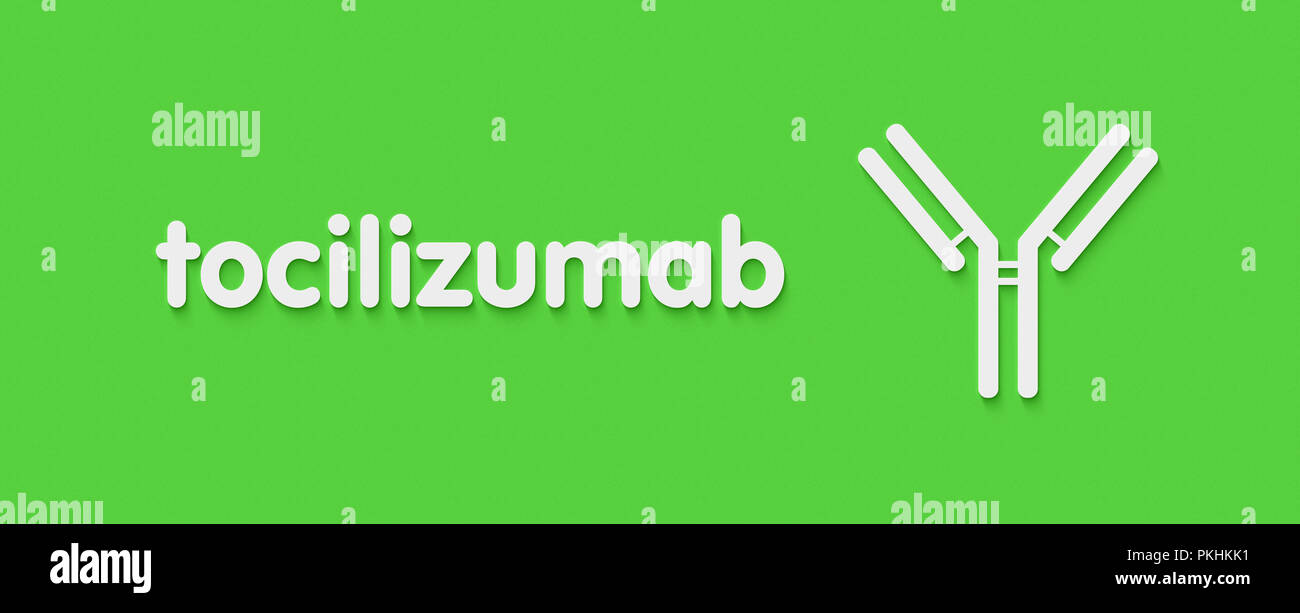 Tocilizumab anticorpo monoclonale umanizzato farmaco. Noto anche come atlizumab. Obiettivi il recettore dell'interleuchina-6 (IL-6R) ed è utilizzato nel trattamento di rh Foto Stock