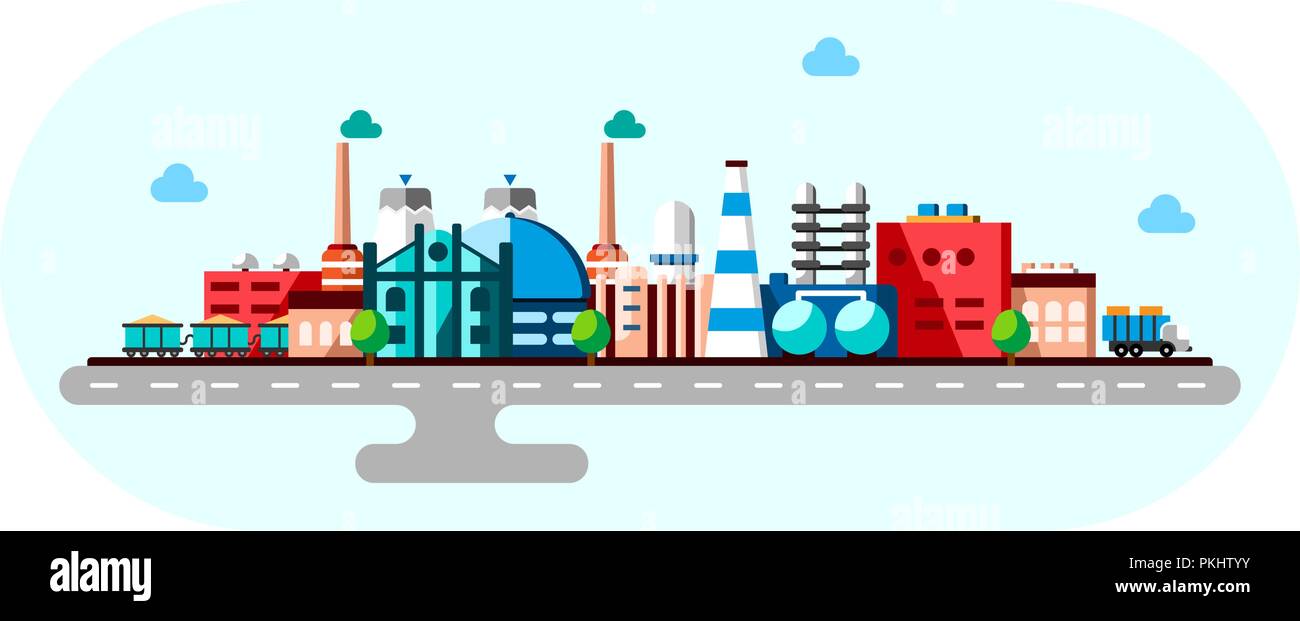 Global fabbrica industriale processo tecnologico con il concetto di  ecologia. Illustrazione piano di fabbricazione di edifici. Smart factory  industry 4.0 stile cartoon Immagine e Vettoriale - Alamy