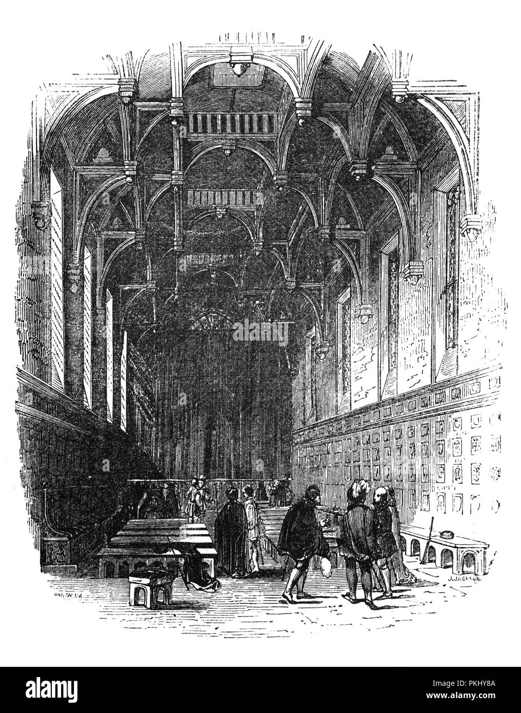 L' onorevole Società del Middle Temple, comunemente noti semplicemente come Middle Temple, è una delle quattro Taverne di Corte esclusivamente il diritto di chiamare i loro membri al bar inglese come avvocati, gli altri essendo il tempio interno, Gray's Inn e Lincoln's Inn. Si trova vicino al Royal Courts of Justice, all'interno della città di Londra. Dopo Henry VIII sequestrato il tempio dai Cavalieri Ospitalieri nel 1540, ogni Inn ha continuato a tenere la sua quota del tempio come affittuari della corona per 10 sterline l'anno, fino a quando non è stato loro concesso congiuntamente nel 1608 da Giacomo I che si terrà in perpetuo. Foto Stock