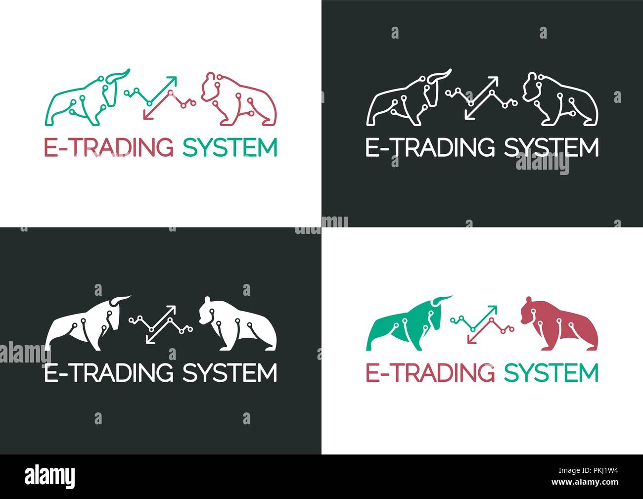 E-Trading emblema del sistema Illustrazione Vettoriale