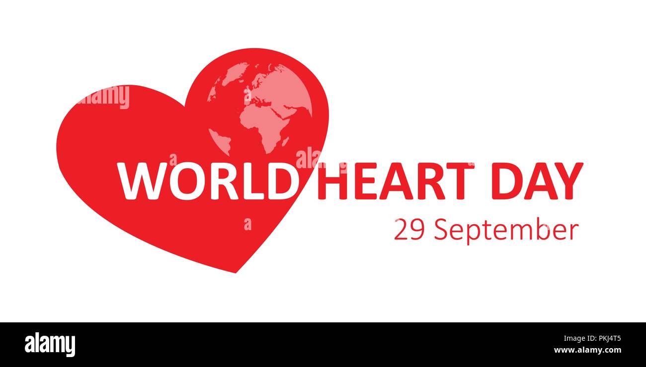 Giornata mondiale del cuore 29 settembre terra illustrazione vettoriale EPS10 Illustrazione Vettoriale