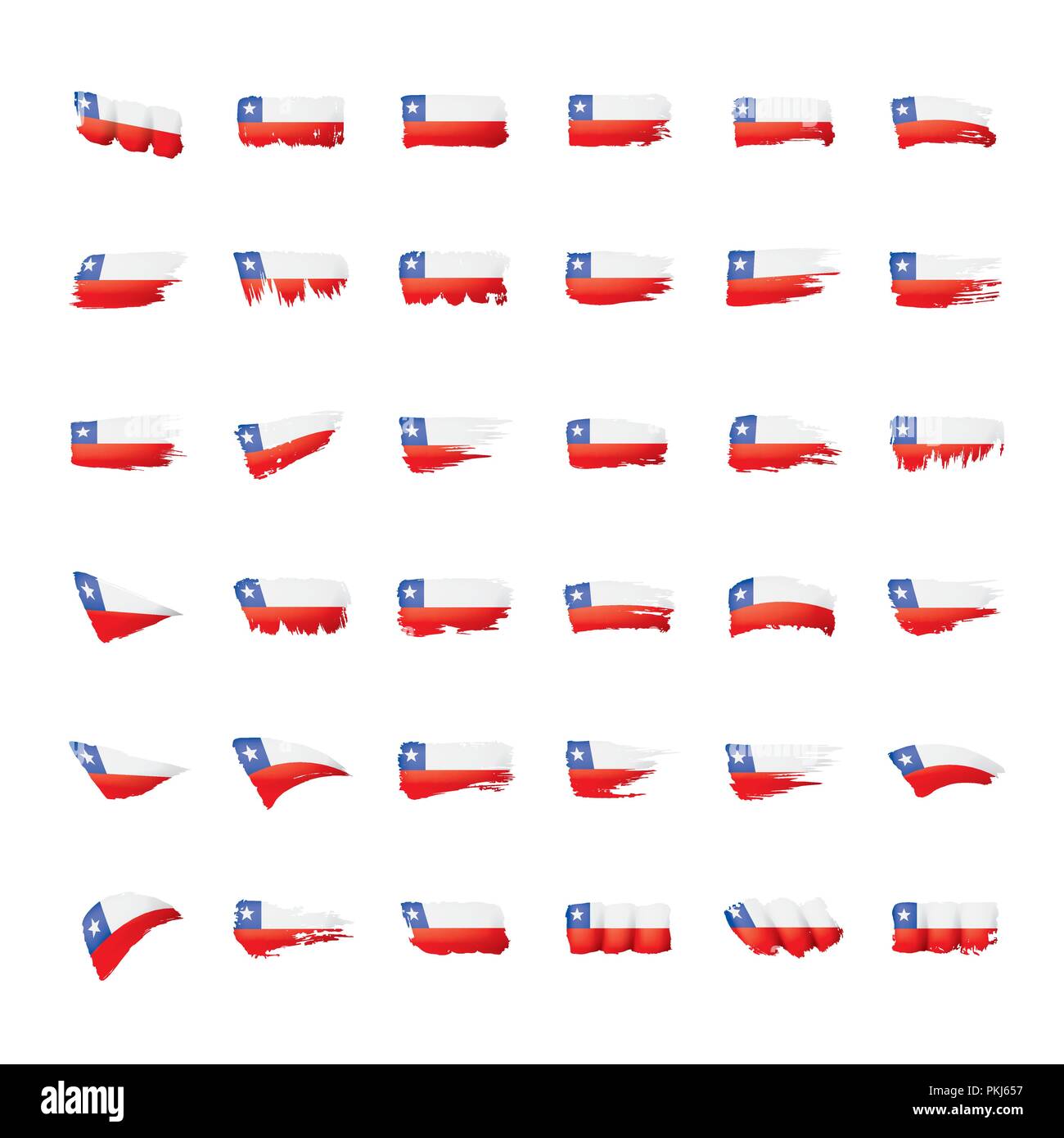 Bandiera del Cile, illustrazione vettoriale su sfondo bianco Illustrazione Vettoriale