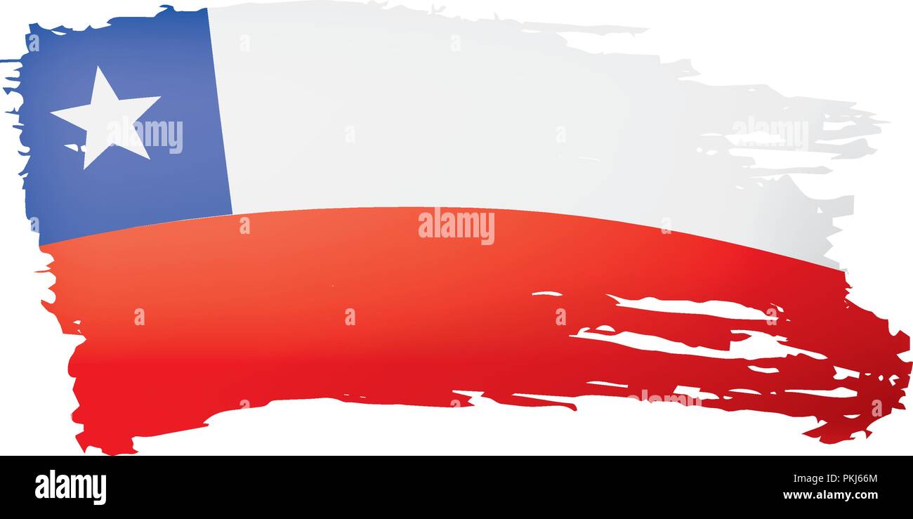 Bandiera del Cile, illustrazione vettoriale su sfondo bianco Illustrazione Vettoriale