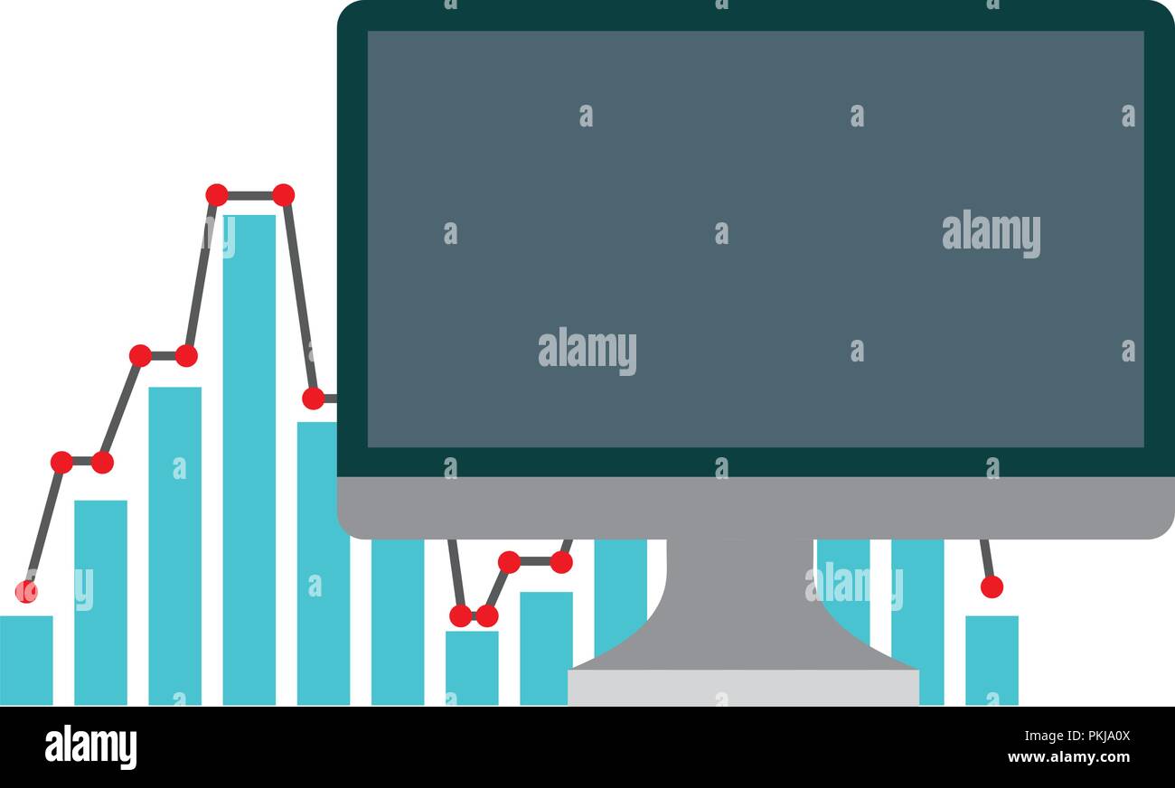 Il monitor di un computer con le statistiche grafico illustrazione vettoriale design Illustrazione Vettoriale