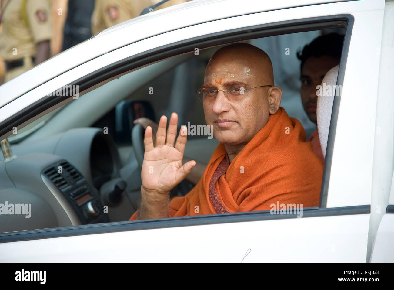 Ritratto di Swami Avdheshanand Giri Maharaj nel Maharashtra, India Foto Stock