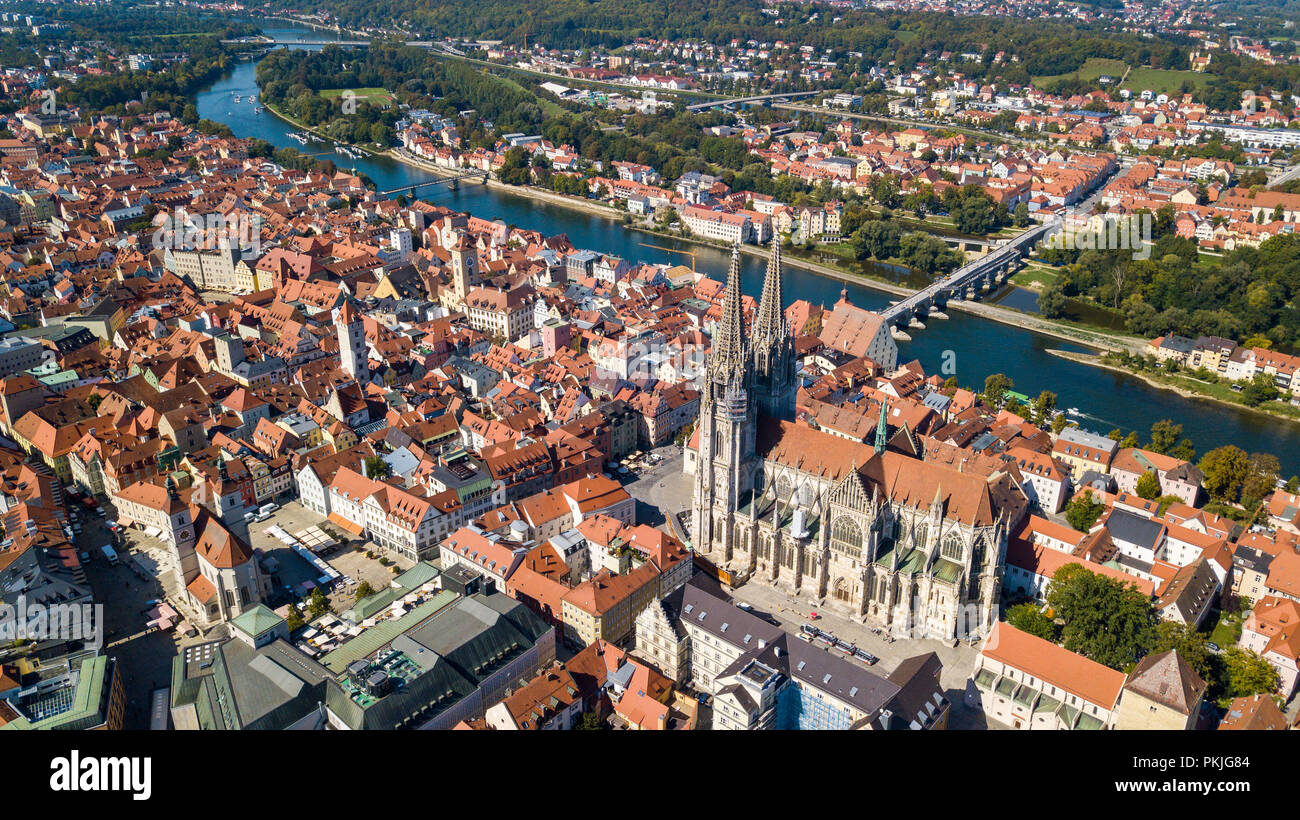 San Pietro Cattedrale o Duomo di San Pietro o Regensburger Dom, Regensburg, Baviera, Germania Foto Stock