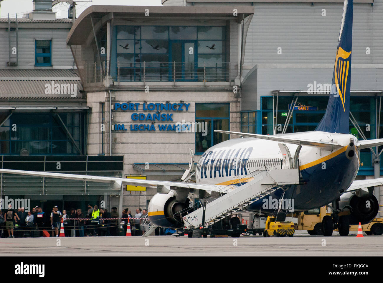 Compagnia aerea a basso costo Ryanair aeromobili Boeing 737-800 in Gdansk, Polonia. 12 settembre 2018 © Wojciech Strozyk / Alamy Stock Photo.Caption locale *** Foto Stock
