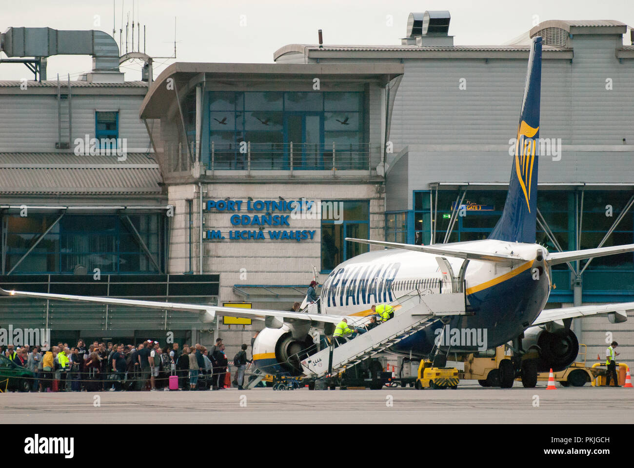 Compagnia aerea a basso costo Ryanair aeromobili Boeing 737-800 in Gdansk, Polonia. 12 settembre 2018 © Wojciech Strozyk / Alamy Stock Photo.Caption locale *** Foto Stock