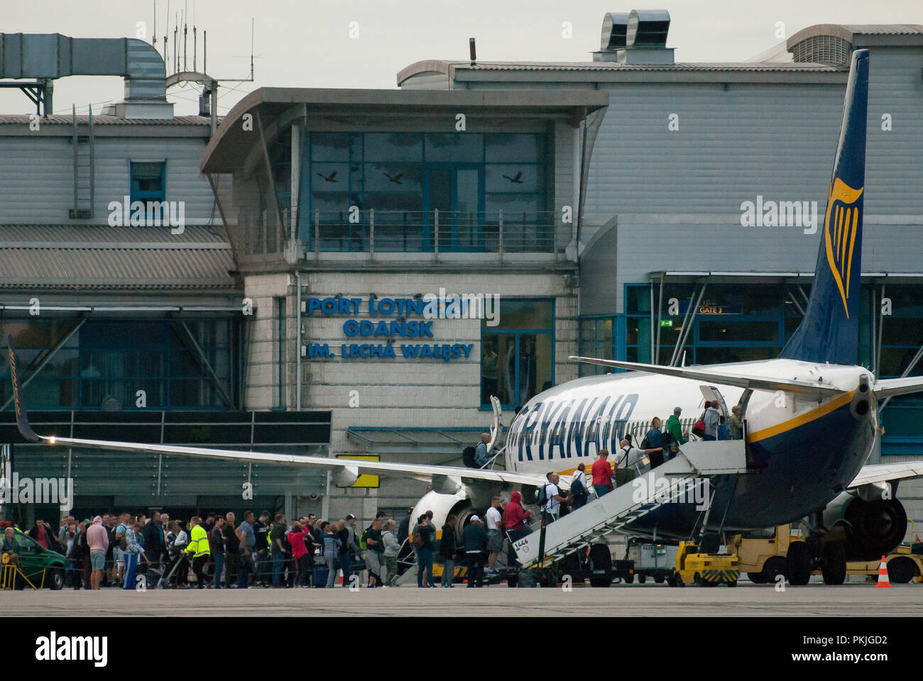 Compagnia aerea a basso costo Ryanair aeromobili Boeing 737-800 in Gdansk, Polonia. 12 settembre 2018 © Wojciech Strozyk / Alamy Stock Photo.Caption locale *** Foto Stock