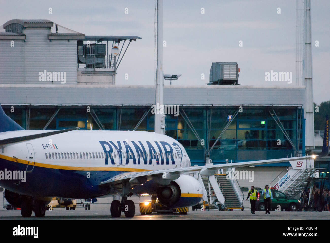 Compagnia aerea a basso costo Ryanair aeromobili Boeing 737-800 in Gdansk, Polonia. 12 settembre 2018 © Wojciech Strozyk / Alamy Stock Photo.Caption locale *** Foto Stock