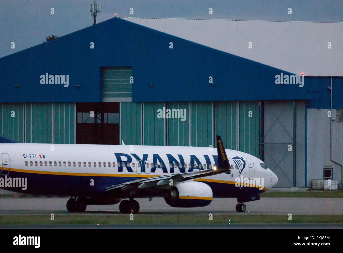Compagnia aerea a basso costo Ryanair aeromobili Boeing 737-800 in Gdansk, Polonia. 12 settembre 2018 © Wojciech Strozyk / Alamy Stock Photo.Caption locale *** Foto Stock