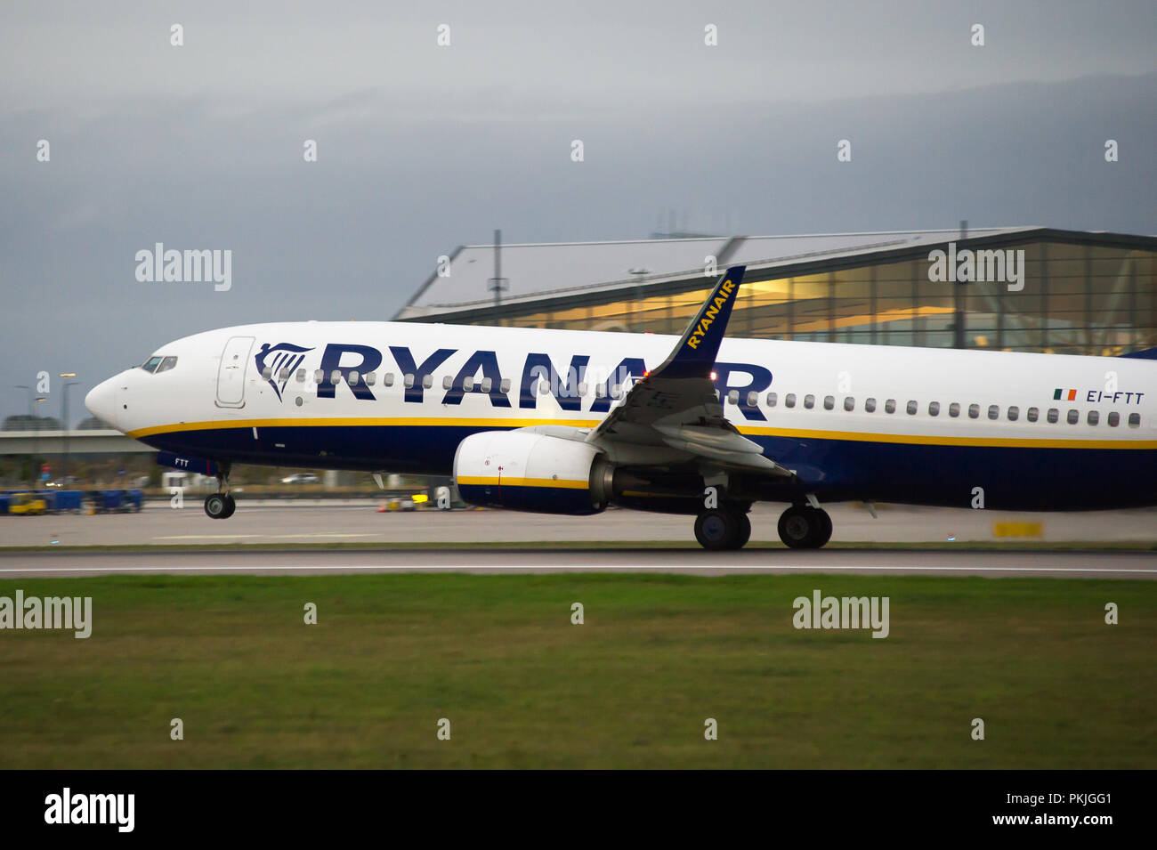 Compagnia aerea a basso costo Ryanair aeromobili Boeing 737-800 in Gdansk, Polonia. 12 settembre 2018 © Wojciech Strozyk / Alamy Stock Photo.Caption locale *** Foto Stock