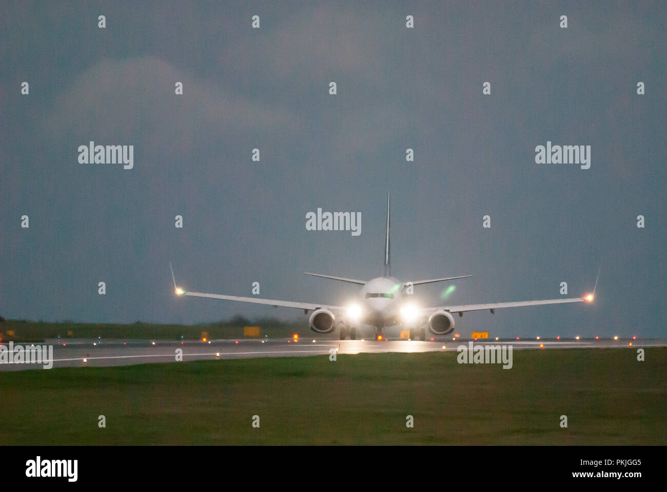 Compagnia aerea a basso costo Ryanair aeromobili Boeing 737-800 in Gdansk, Polonia. 12 settembre 2018 © Wojciech Strozyk / Alamy Stock Photo.Caption locale *** Foto Stock