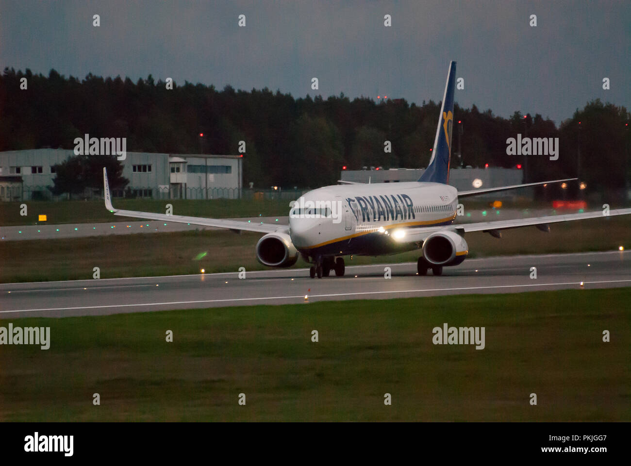 Compagnia aerea a basso costo Ryanair aeromobili Boeing 737-800 in Gdansk, Polonia. 12 settembre 2018 © Wojciech Strozyk / Alamy Stock Photo.Caption locale *** Foto Stock