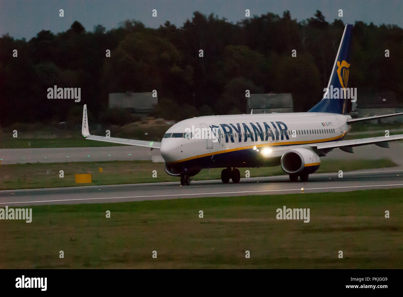 Compagnia aerea a basso costo Ryanair aeromobili Boeing 737-800 in Gdansk, Polonia. 12 settembre 2018 © Wojciech Strozyk / Alamy Stock Photo.Caption locale *** Foto Stock