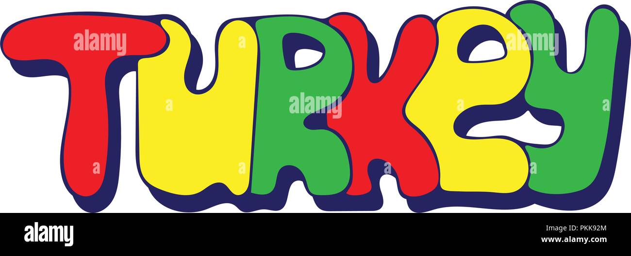 Disegnate a mano scritte luminose - Turchia. Illustrazione Vettoriale