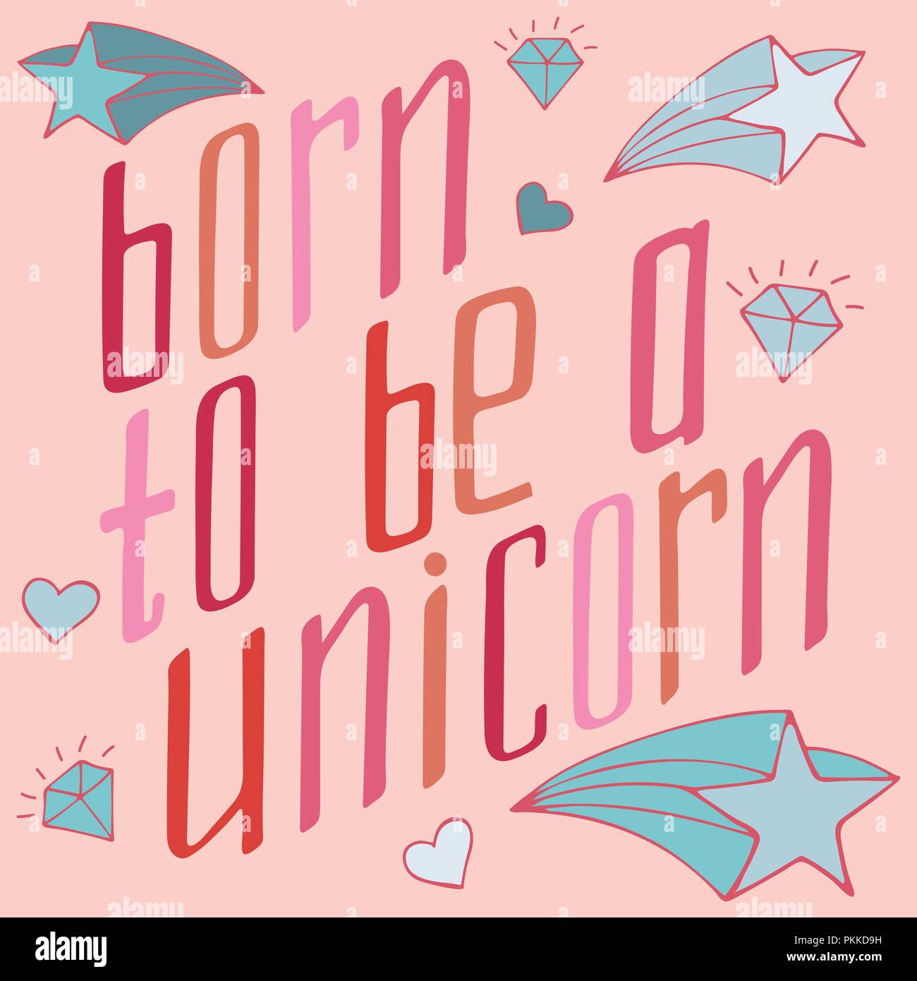 Unici disegnati a mano scritte circa unicorns - nato per essere un bufalo. Illustrazione Vettoriale