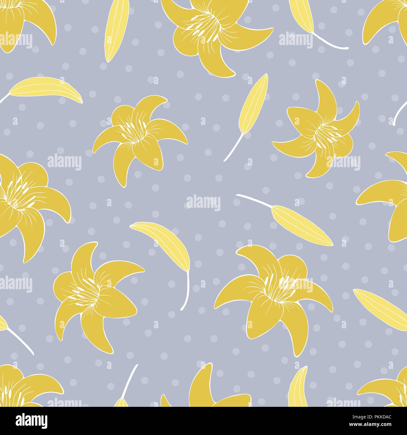 Fiore delicato seamless pattern con gigli. Illustrazione Vettoriale