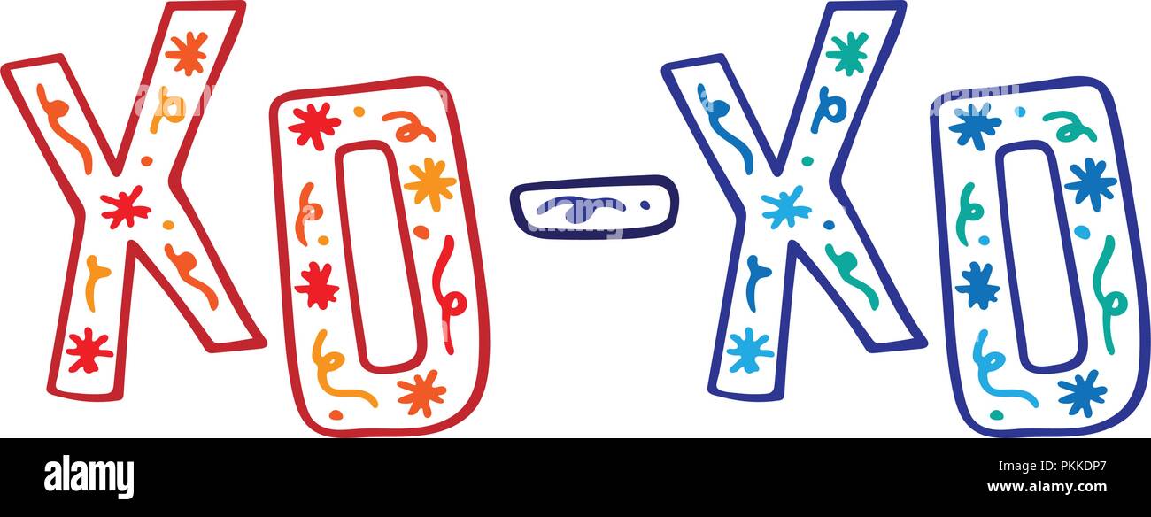 Natale disegnati a mano lettering con scarabocchi - XO-XO. Illustrazione Vettoriale