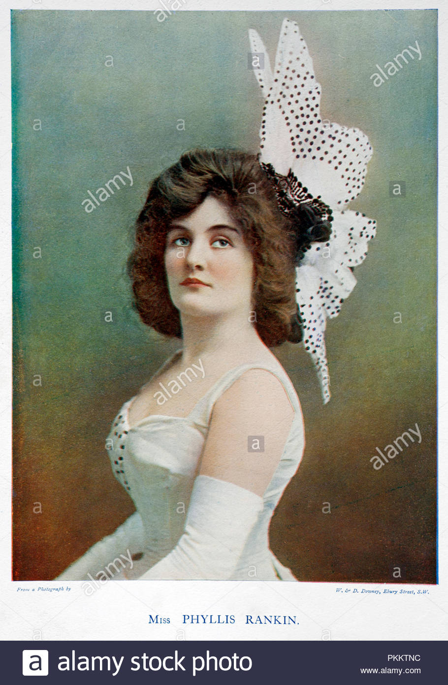 Phyllis McKee Rankin ritratto, 1874 - 1934, era un americano Broadway attrice e cantante dal 1880 fino agli anni venti. Illustrazione a colori dal 1899. Foto Stock