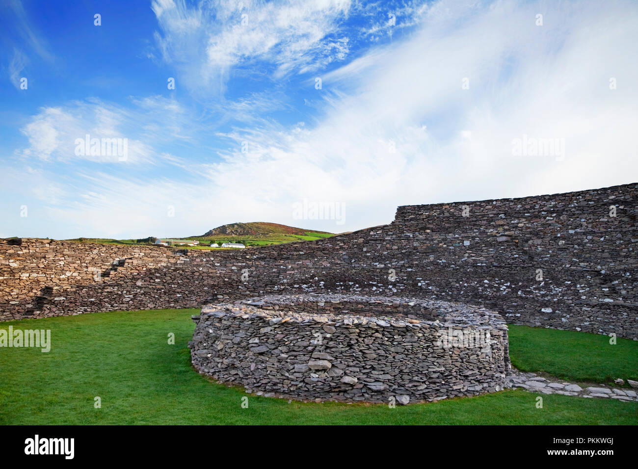 Pietra Cahergall Fort ad anello può essere data dall'età del Ferro, altri data al VII secolo??? Vicino Cahirciveen, Ring of Kerry County Kerry, Irlanda Foto Stock